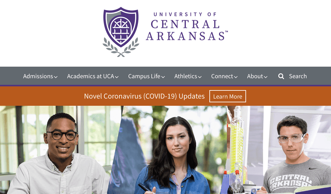 University of Central Arkansis portal screenshot
